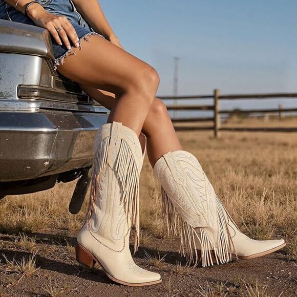 NEW! Cowboy Boots for Women Fringe Knee High Cowgirl Western Boots
